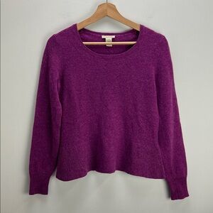 White + Warren Cashmere Peplum Sweater Purple Womens Small Soft Quiet Luxury